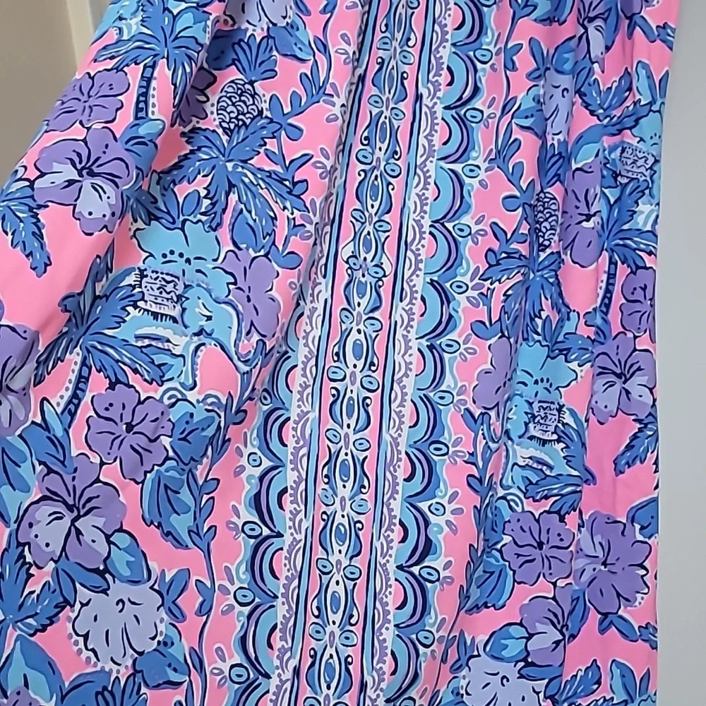 Lilly Pulitzer Bingham Midi Dress Soleil Pink Palm Parade Engineered - Picture 5 of 13